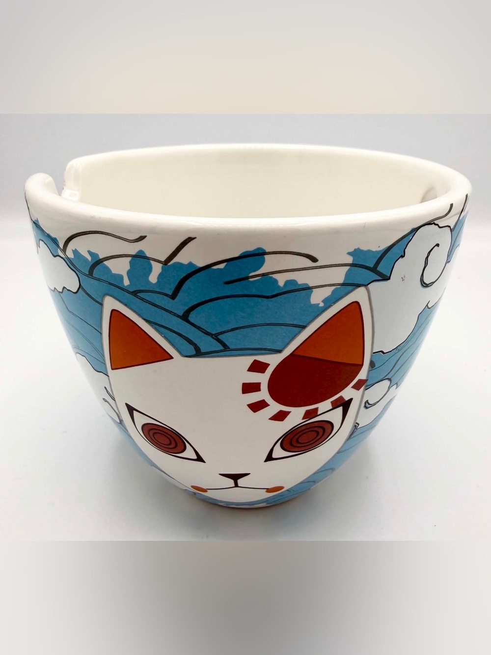 Demon Slayer Tanjiro Fox Mask 16 oz Ramen Bowl Ceramic Clouds Water No Chopstick